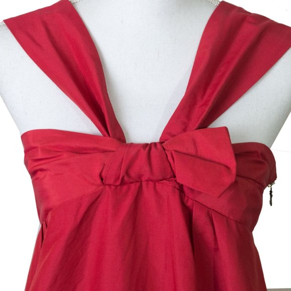 Anthropologie Country Road Red Bow Halter Dress 14 - Picture 2 of 10
